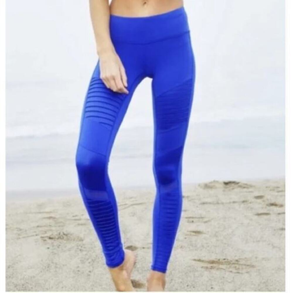 Alo Yoga Moto Leggings - Bright Blue - Women's Size S